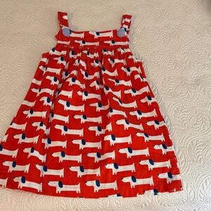 Hannah Red and White Corduroy Dog Print Dress